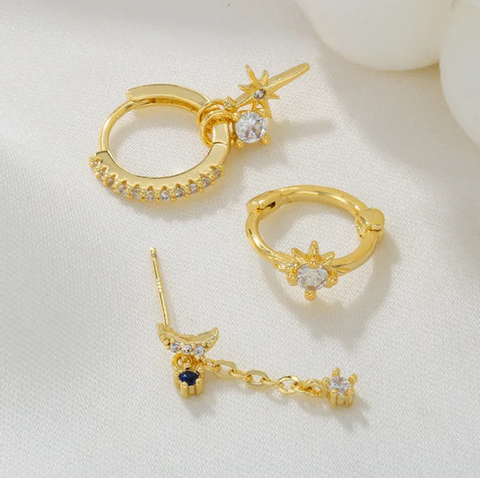 INLAY EARRINGS ( Set of 3 )