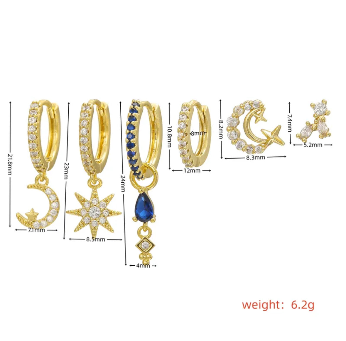 LEXI EARRINGS (set of 6)