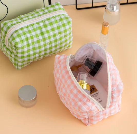 GREEN GINGHAM POUCHE