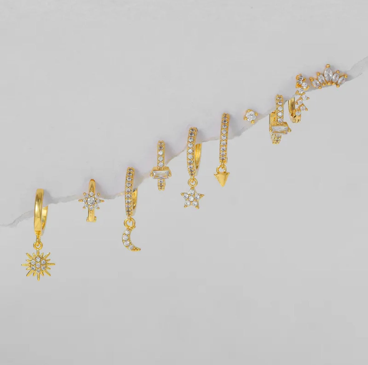 STAR AND MOON EARRINGS (Set of 10)