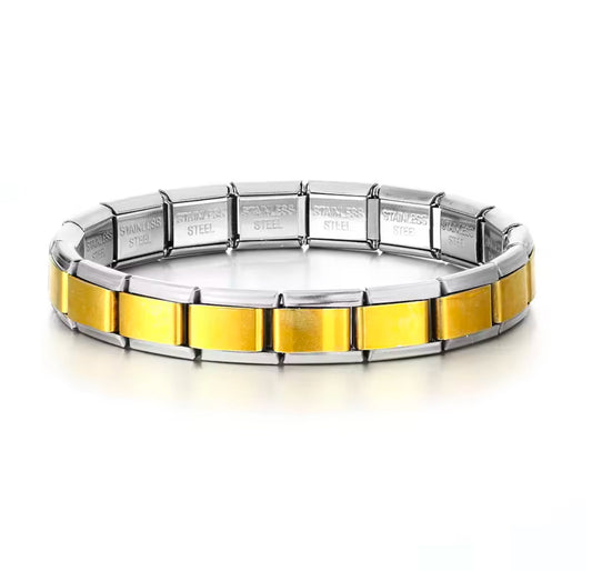 SLIVER-GOLDEN CHARM BRACELET ( 18 link )