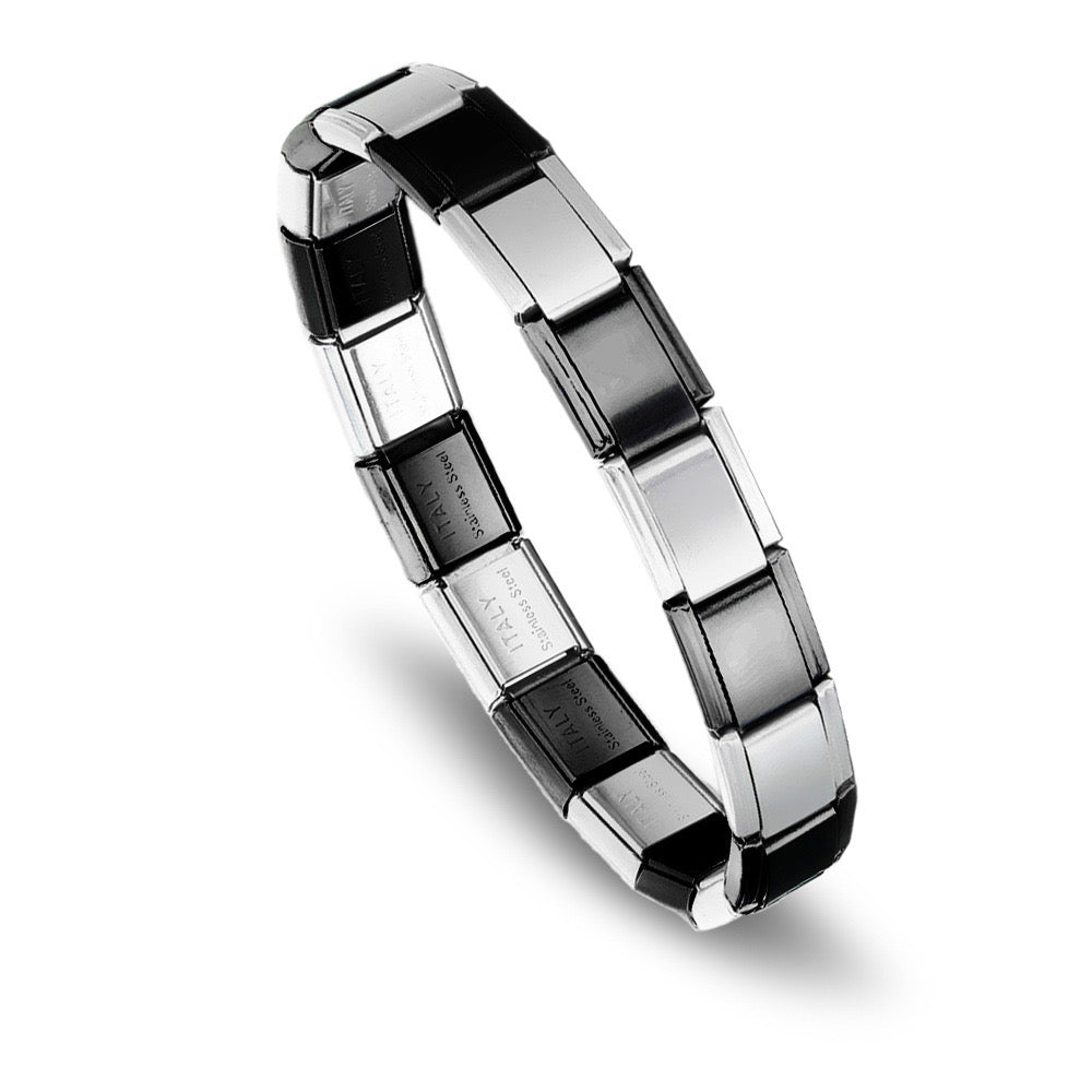 BLACK-SLIVER CHARM BRACELET ( 18 link )