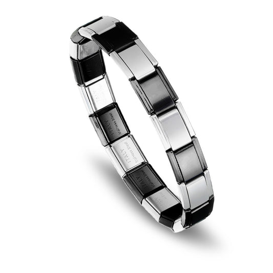 BLACK-SLIVER CHARM BRACELET ( 18 link )